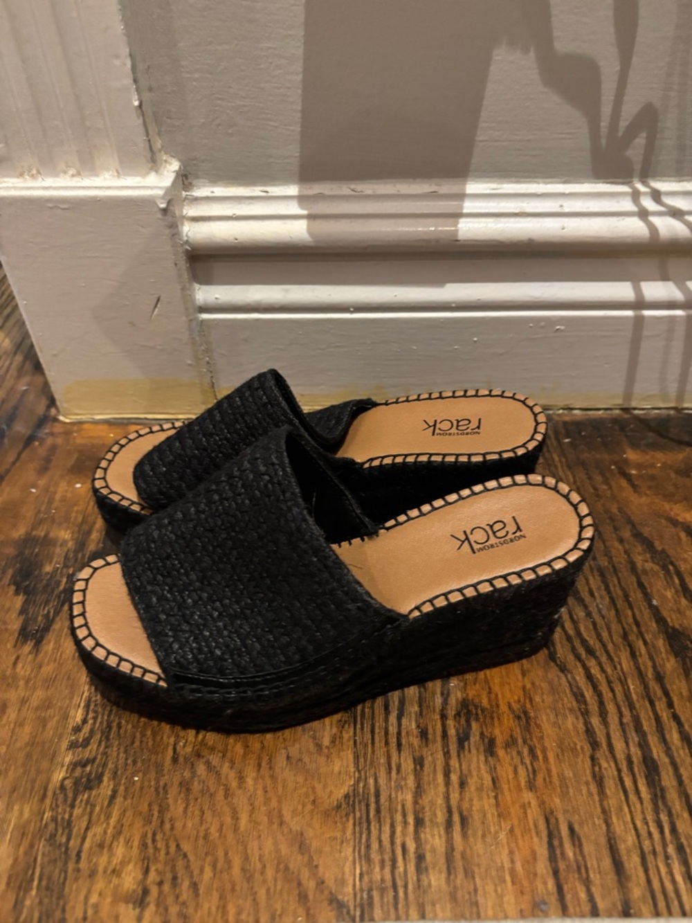 Nordstrom rack Black Woven Platform Slide Sandals